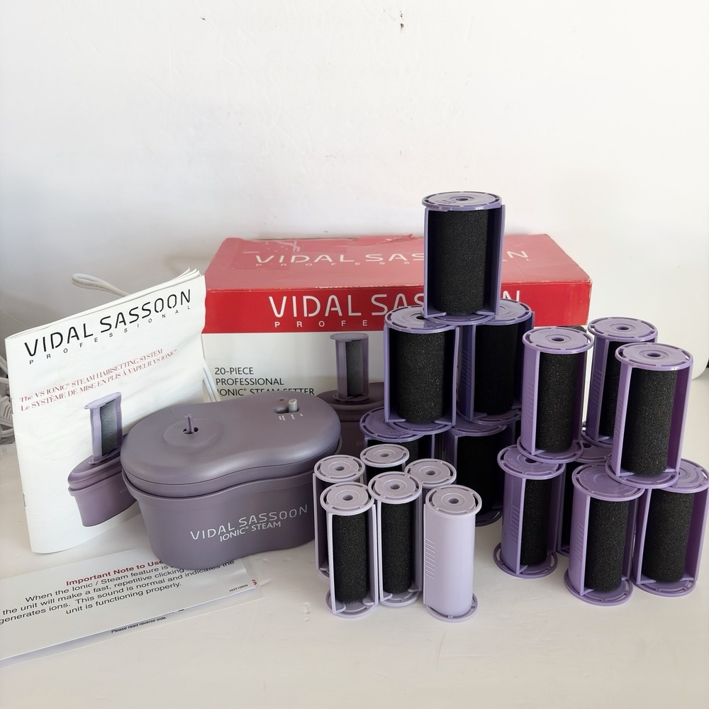 Vidal Sassoon VS330 Professional Ionic Steam Hair Setter 20 Pc Rollers Complete